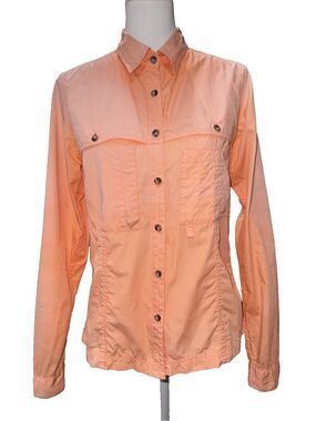 Filson Seattle Womens M Sun Faded Bright Peach Button Down Fishing Shirt Vented